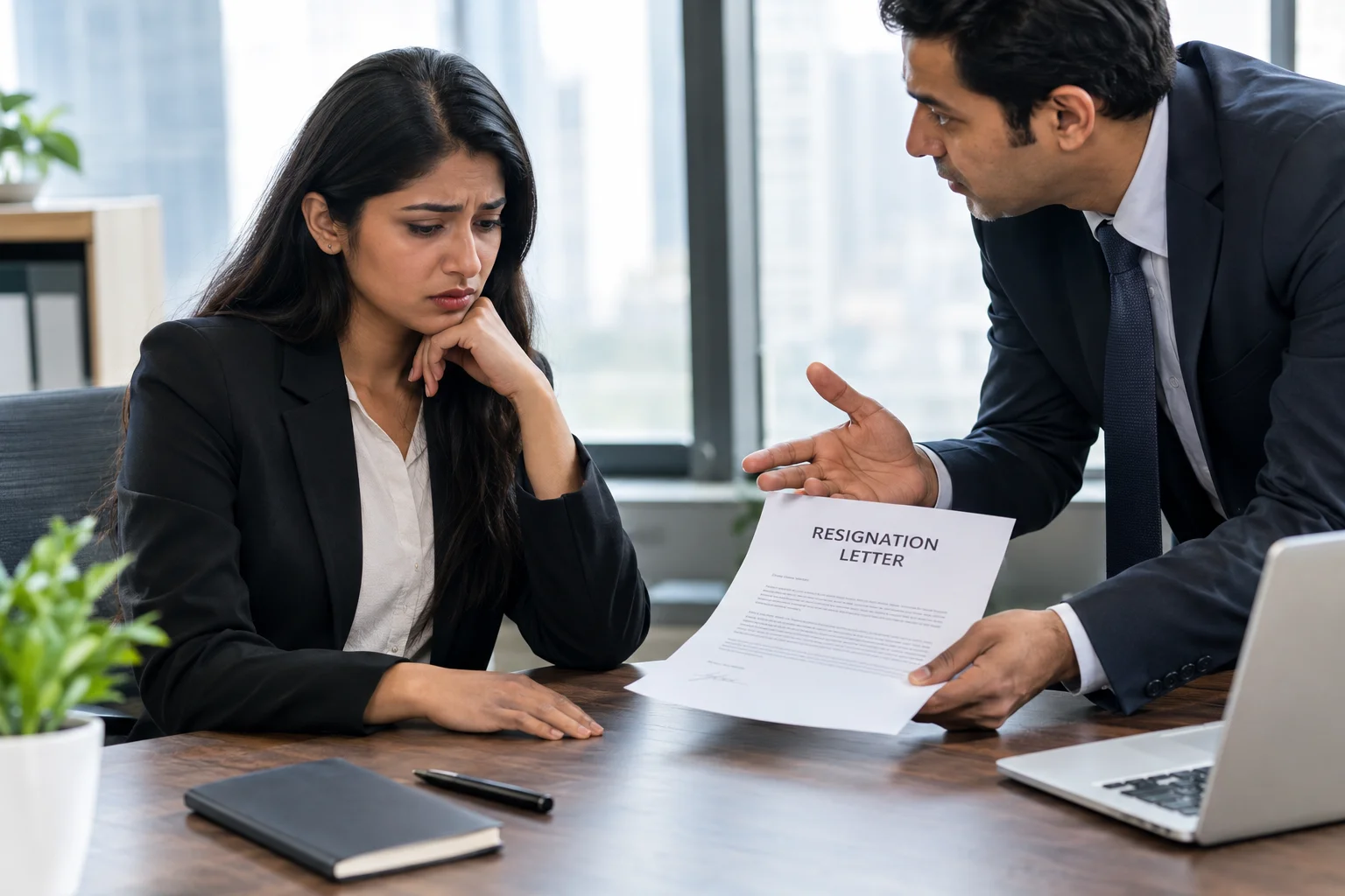 Employee facing pressure to resign during an employment dispute in India.